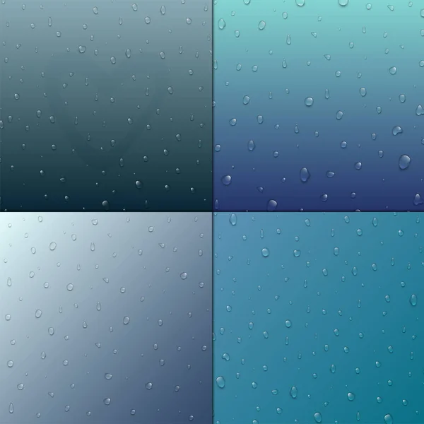 Vector realista gotas de agua líquida gota de lluvia transparente salpicadura fondo ilustración — Vector de stock