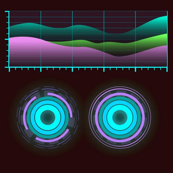 Futuristické rozhraní prostor pohybu grafické infografika hru a ui ux prvky hud design graf vlna bar hologram vektorové ilustrace. — Stockový vektor