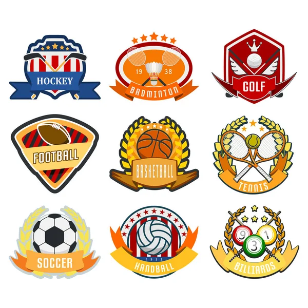 Desporto jogo vetor equipe logotipo jogar torneio rótulo campeão emblema liga competição símbolo atlético campeonato clube profissional torneio etiqueta ilustração . — Vetor de Stock