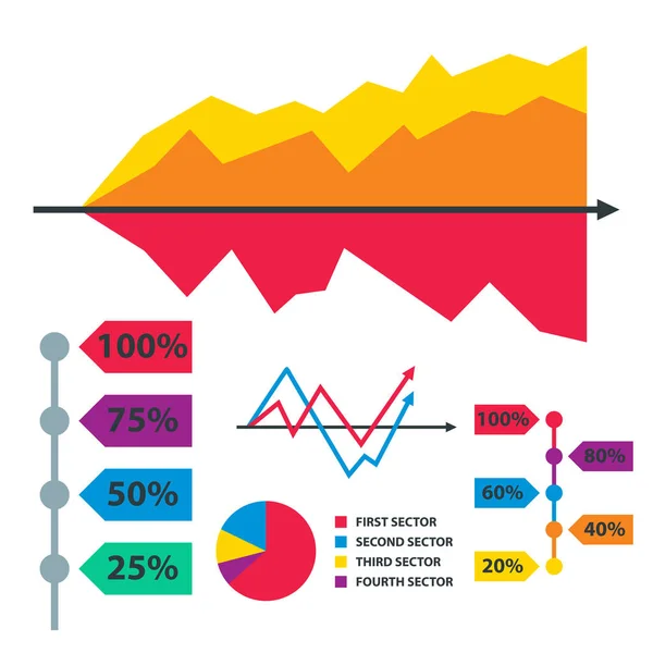 다이어그램 차트 그래프 요소 벡터 비즈니스 infographic 흐름 시트 데이터 템플릿 화살표 및 원형 진행 도식 보고서 — 스톡 벡터