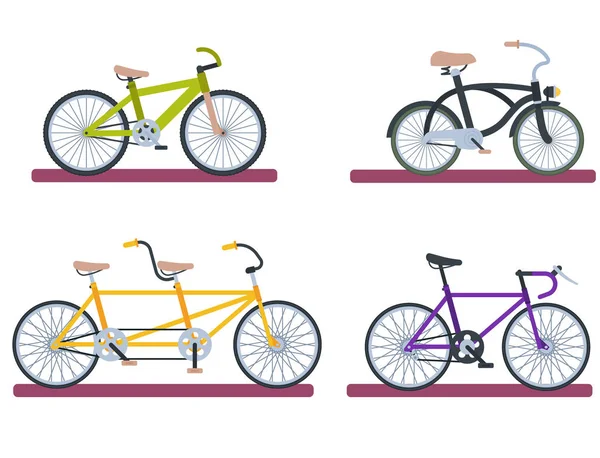 Велосипедні спортивні велосипеди векторний транспортний стиль старий автомобіль літній транспорт ілюстрація хіпстер романтичний подорожі колісний педалі цикл . — стоковий вектор