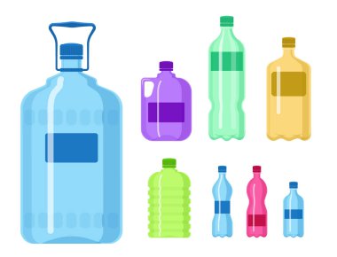 Plastik su şişesi vektör boş doğa temiz sıvı su sıvı boş şablon siluet şablon çizimi.