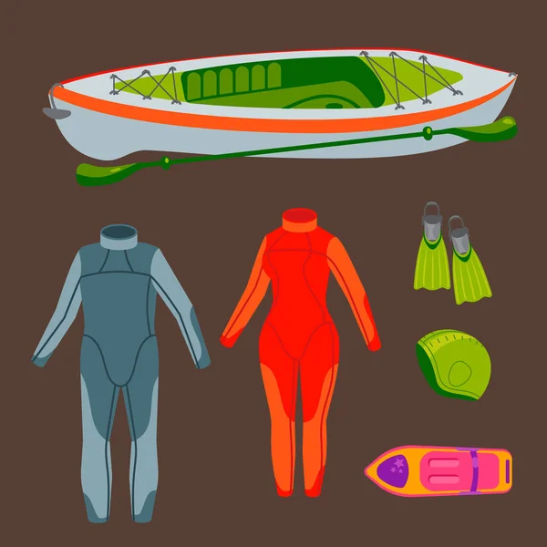 Kul vatten extrem sport kiteboarding surfer segling fritid havet verksamhet sommaren rekreation extrema vektorillustration. — Stock vektor