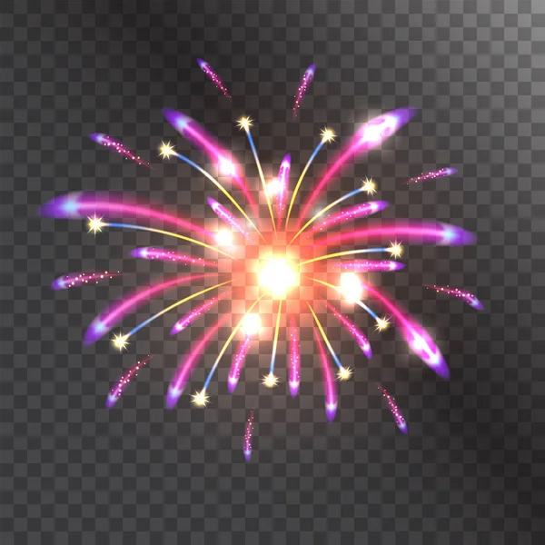 Vuurwerk vector illustratie viering evenement nacht explosie lichte feestelijke kerstfeest — Stockvector