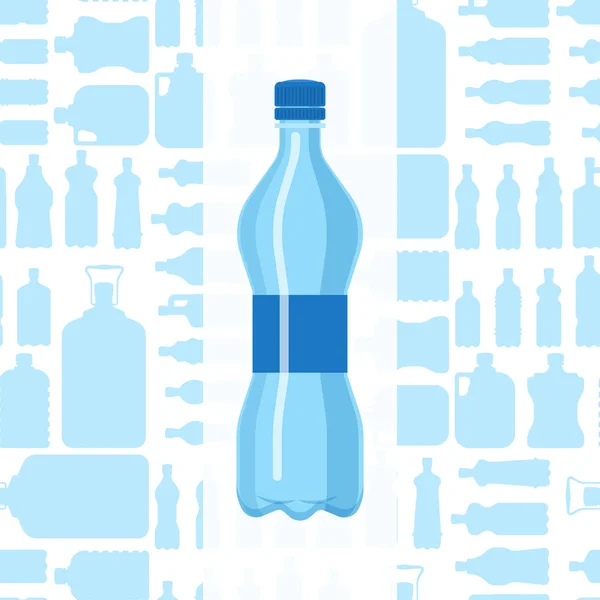 プラスチック製の水ボトル ベクター空白パンフレット自然青クリーン液アクア流体空白テンプレート シルエット テンプレート イラスト. — ストックベクタ