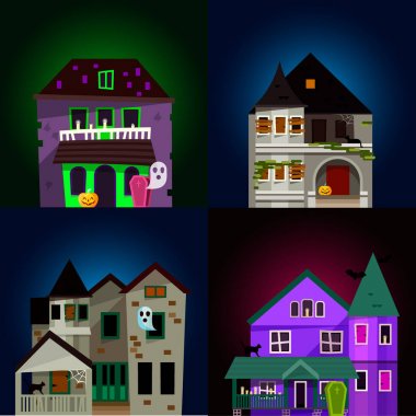 Karanlık gizemli karanlık kasvetli korkunç cadı kale ile korkunç Cadılar Bayramı için tasarlamak vektör çizim