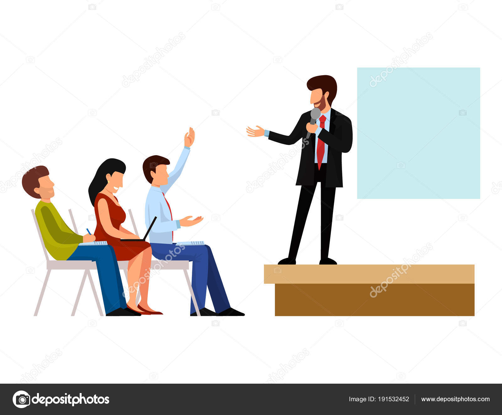 ビジネス人々 のベクター文字インタビュー図を満たす投資家発表会チームワーク グループ プレゼンテーション. ストックベクター  ©vectordreamsmachine 191532452