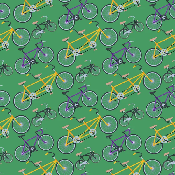 Fiets sport fietsen vector vervoer stijl oude rijden voertuig zomer vervoer illustratie hipster romantische reizen rit wiel pedaal cyclus naadloze patroon achtergrond. — Stockvector