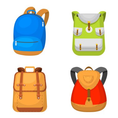 Back to School kids backpack vector illustration work time education baggage rucksack learning luggage. clipart