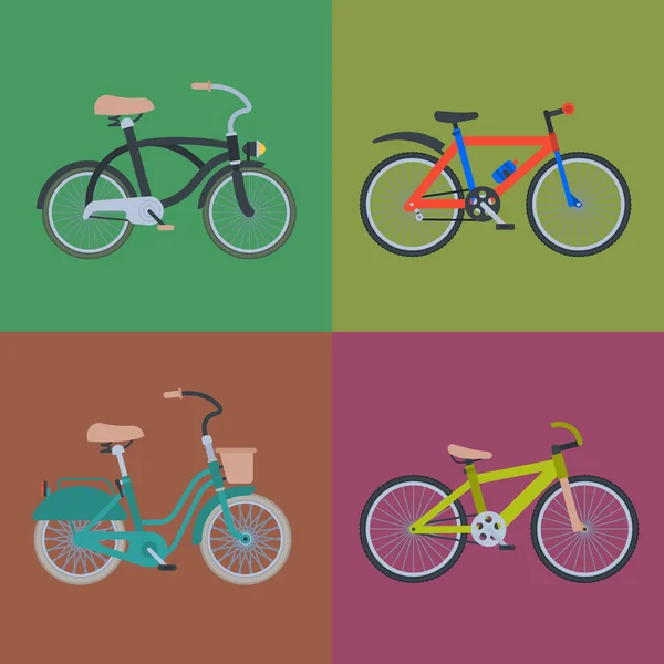 Bike sport bicycles vector transport style old ride vehicle summer transportation illustration hipster romantic travel ride wheel pedal cycle. — Stock Vector