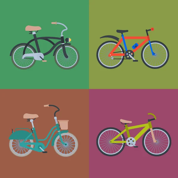 Bicicleta deporte bicicletas vector transporte estilo viejo paseo vehículo verano transporte ilustración hipster romántico viaje rueda pedal ciclo . — Vector de stock