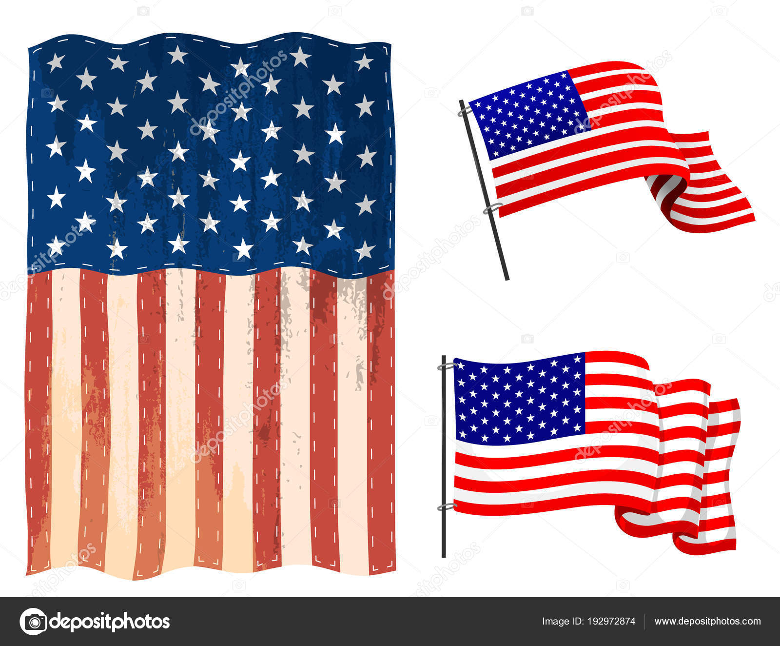 Día de la Independencia EE.UU. banderas Estados Unidos símbolo americano  libertad emblema nacional vector ilustración Vector de stock #192972874 de  ©vectordreamsmachine, image size:1600x1324