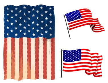 Bağımsızlık günü ABD Amerika Birleşik Devletleri Amerikan sembolü özgürlük ulusal amblemi vektör çizim bayraklar