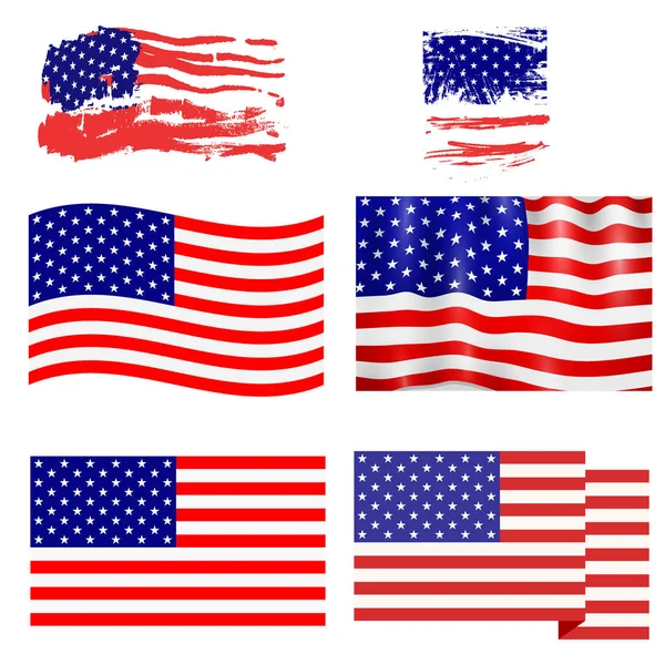 Dia da independência EUA bandeiras Estados Unidos americano símbolo liberdade nacional emblema vetor ilustração — Vetor de Stock