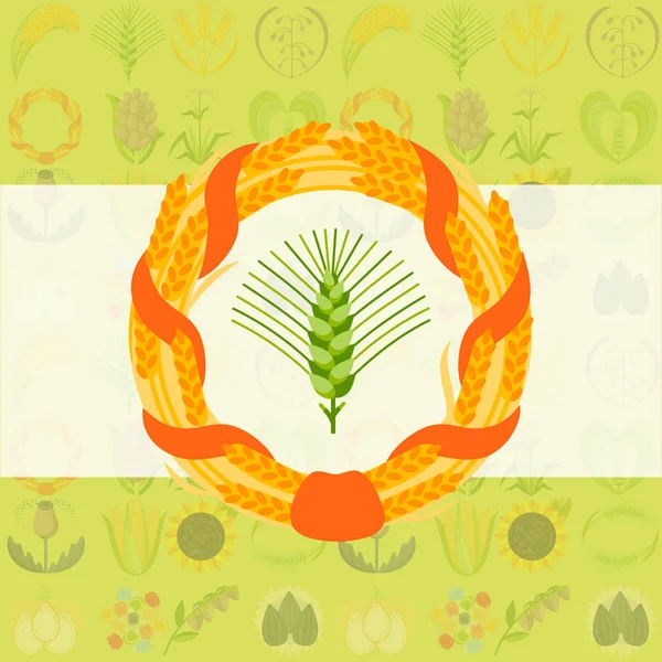 Graan zaden graan tarwe product backround logo sjablonen natuurlijke plantaardige muesli korrelig organische PAP bloem vectorillustratie. — Stockvector