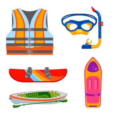 Eğlenceli su aşırı spor kiteboarding sörfçü eğlence deniz etkinliği yaz rekreasyon aşırı vektör çizim yelken.