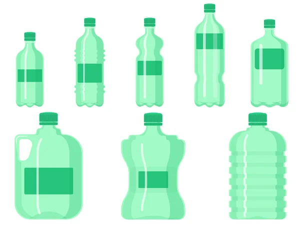 塑料水瓶矢量空白自然清洁液水液体空白模板剪影模板插图. — 图库矢量图片