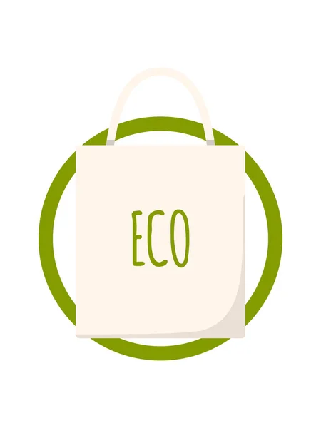 Borsa ecologica in cotone. Shopping ecobag vettoriale illustrazione. Tessuto ecologico tote isolato su sfondo. Cura dell'ambiente . — Vettoriale Stock