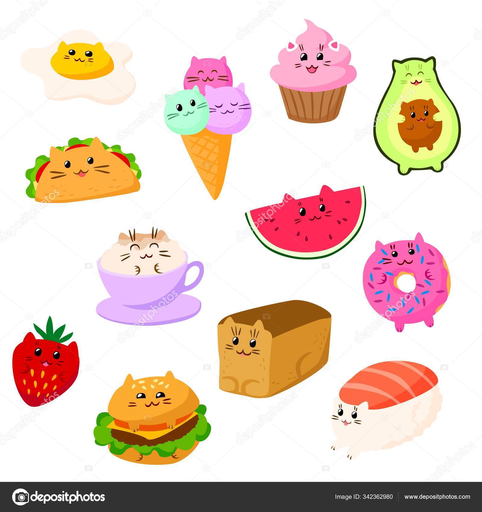 Nourriture pour chat Kawaii illustration vectorielle de personnage
