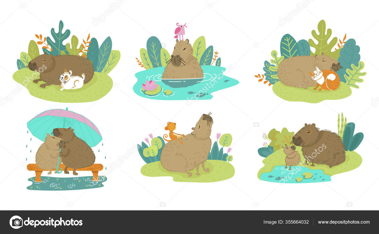 Ícone dos desenhos animados Capybara em design plano imagem