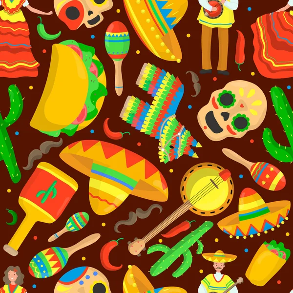 La culture mexicaine a isolé un motif homogène sur fond. Symbole ethnique mexicain . — Image vectorielle