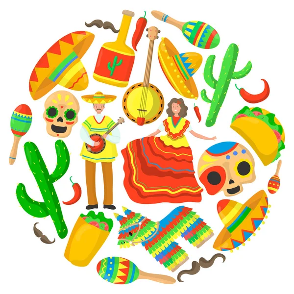 Мексиканская культура круглый и круг концепции на белом фоне. Мексиканский этнический символ . — стоковый вектор