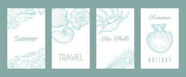 Deniz tatili posteri konsepti web afişi düz vektör çizimi. Okyanus tropik yaz seyahati zamanı, dinlenme hafta sonu seyahati cennet gibi bir yer.