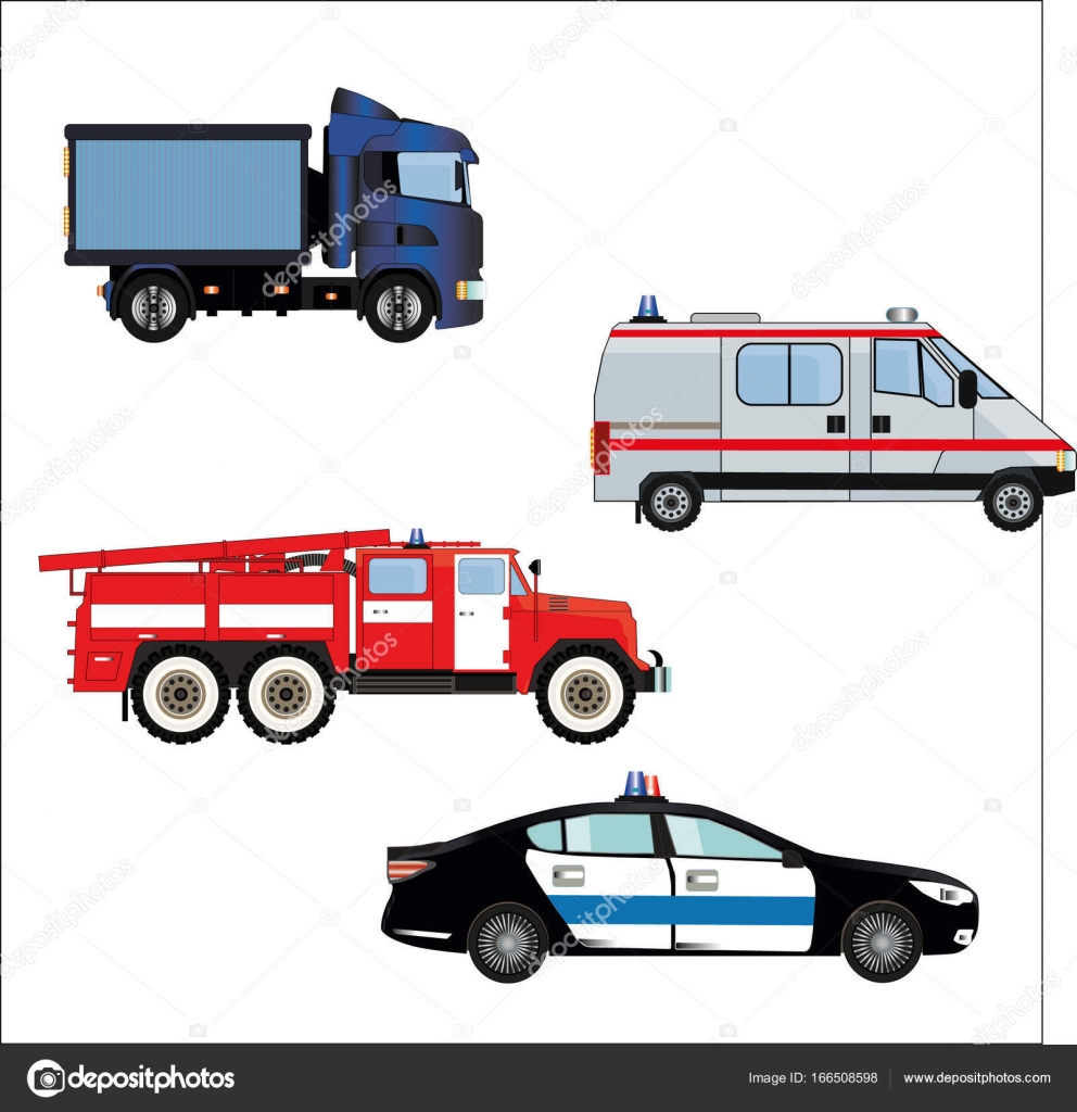 A set of emergency vehicles isolated Stock Vector Image by ©elena610