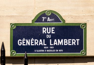 Rue du genel Lambert - Paris eski sokak tabelası