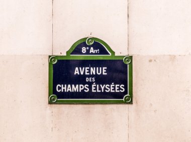 Avenue des Champy Elysees - Paris eski sokak tabelası