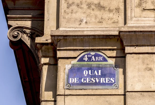 Quai de Gesvres - antiguo letrero callejero en París —  Fotos de Stock