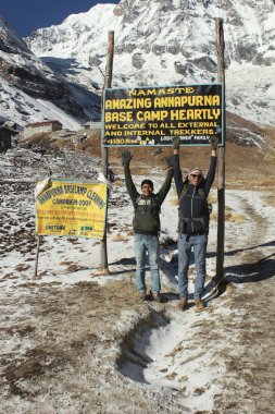insanlar girişinde Annapurna dağına Merkez kampına tadını çıkarın.