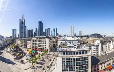 Summer panorama of the financial district in Frankfurt, Germany  clipart