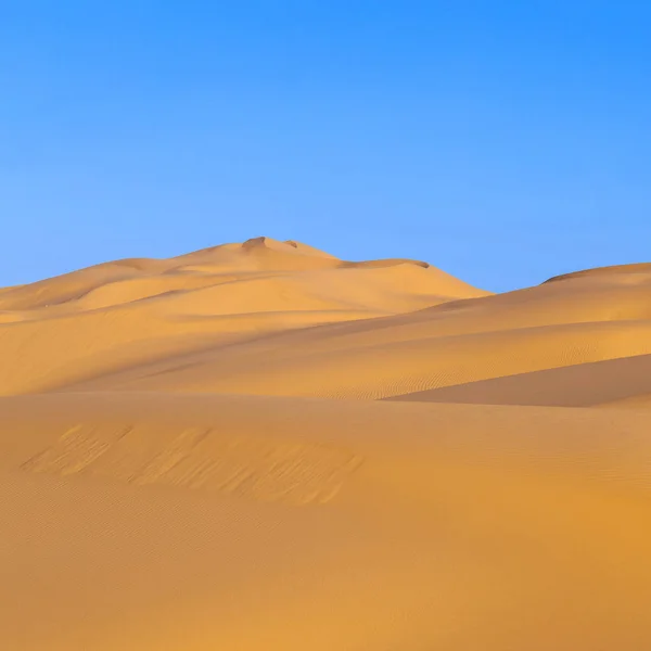 Duin van het zand van zonsopgang in de woestijn — Stockfoto