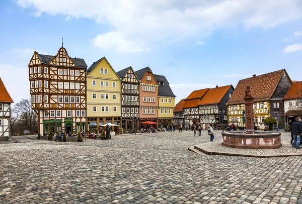 Panorama Marketplace Hessenpark, Muzeum na świeżym powietrzu z starych hal — Zdjęcie stockowe