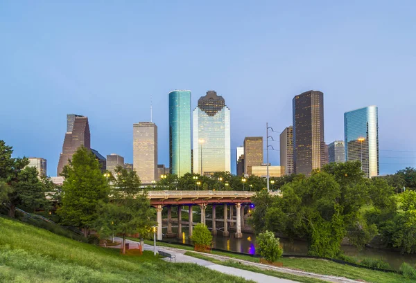 Prohlédni na centru Houstonu v pozdním odpoledni — Stock fotografie