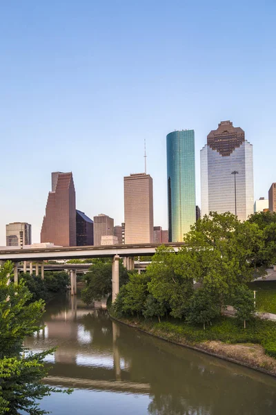 Vista no centro de Houston no final da tarde — Fotografia de Stock