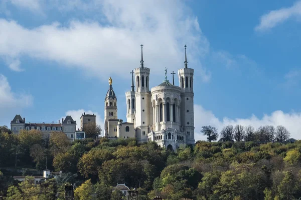 Basiliek Notre Dame de Fourviere routebeschrijving Lyon, Frankrijk — Stockfoto