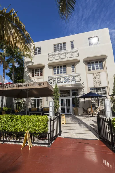 Παλιά vintage Chelsea ξενοδοχείο στο Miami Beach, σε στυλ art deco — Φωτογραφία Αρχείου