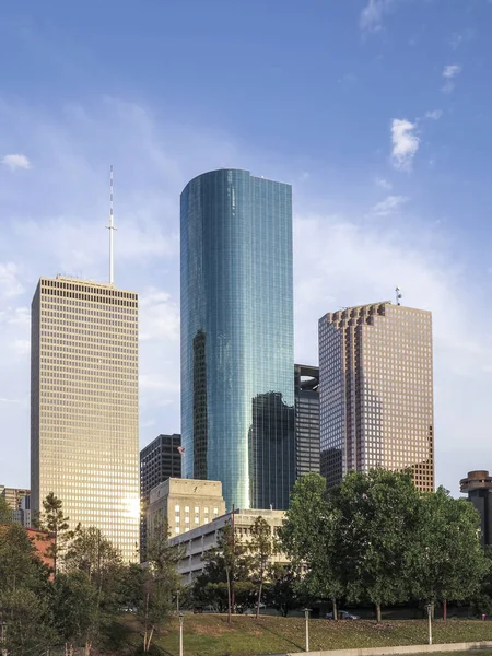 Panoramę z houston w zachód słońca — Zdjęcie stockowe