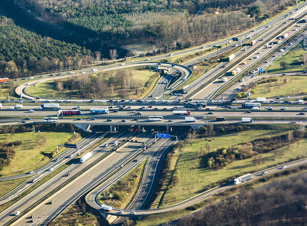 highway at the frankfurter kreuz in the afternoon