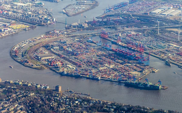 Aerial of city of Hamburg in the afternoon — Stock Photo, Image