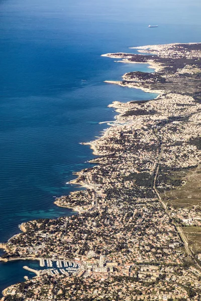 Aerial of the coastline at  Garry-le-rouet — Stock Photo, Image