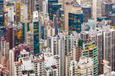 Hong Kong şehrinin panoramik manzarası 