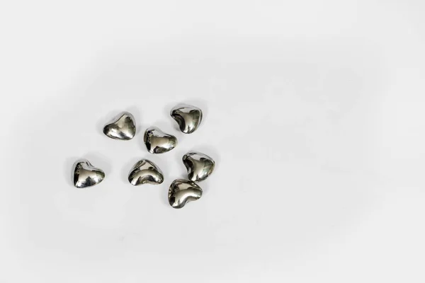 Seven silver hearts — Stock Photo, Image