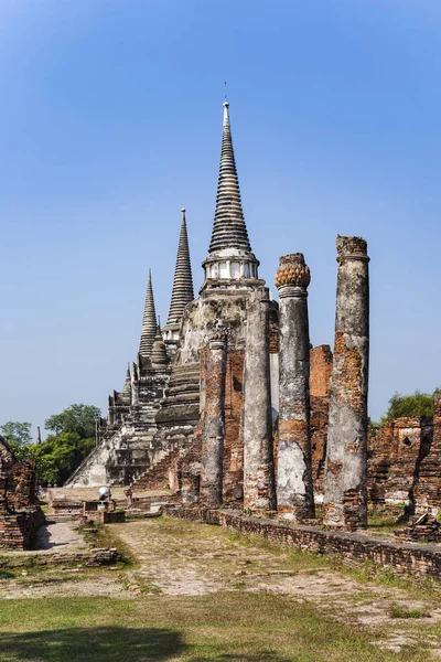 著名寺院区扫管笏 Phra Si Sanphet 在 Aj 的皇家宫殿 — 图库照片