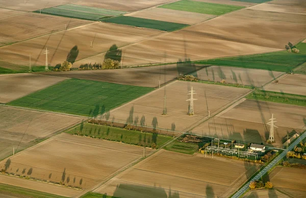 Rural landscape with acre from hot air balloon — Stock Photo, Image