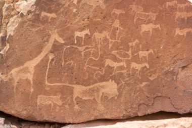 Granit kaya, Twyfelfontein Unesco Wor Bushmen gravür