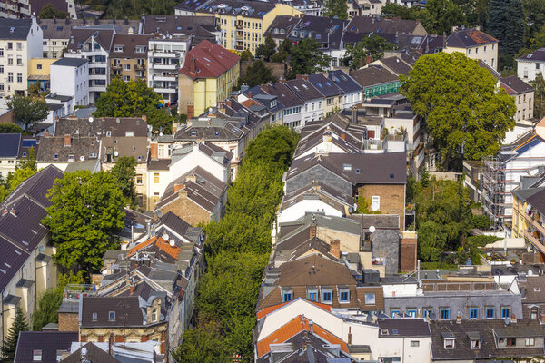 Aerial of typical tree lined street in Bonn, the former capital of Germany