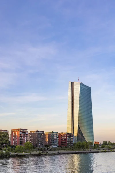 Panorama of new headquarters of the European Central Bank at riv — Stock Photo, Image